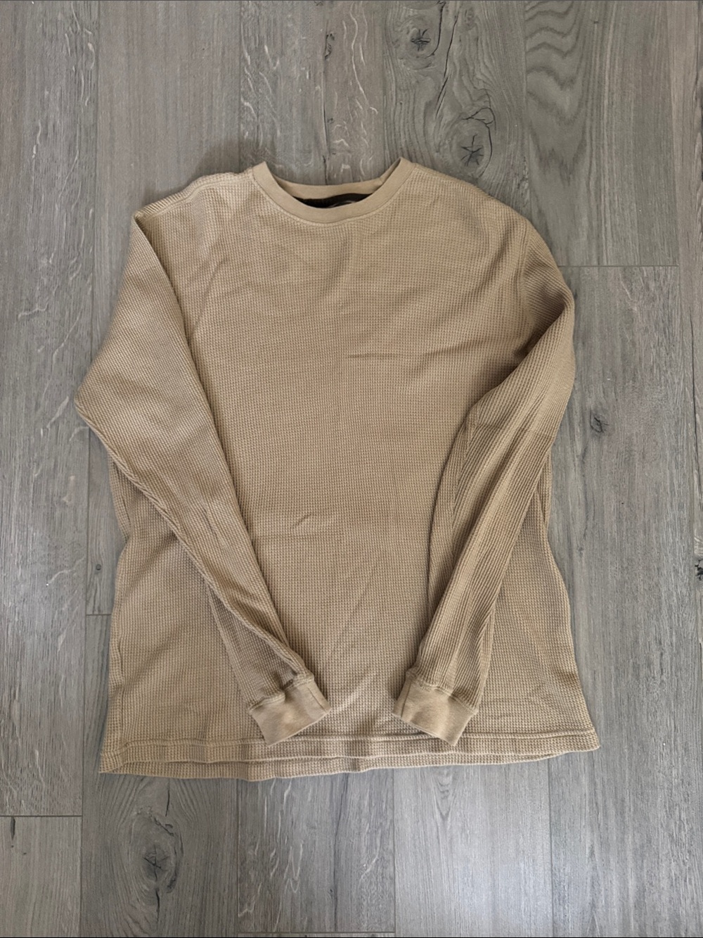 Men's Crewneck Waffle Knit Sweater - Beige